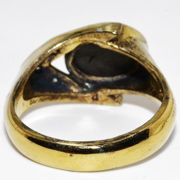 $395 .925 Sterling Silver 2.97CT Natural Black Star Sapphire & White Topaz Ring - Picture 4 of 7